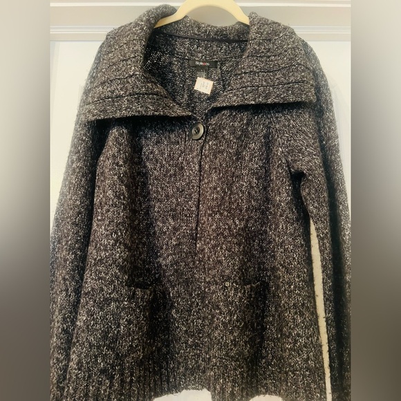 Style&co gray with sparkling thread size large partially wool flyaway sweater - Picture 2 of 6